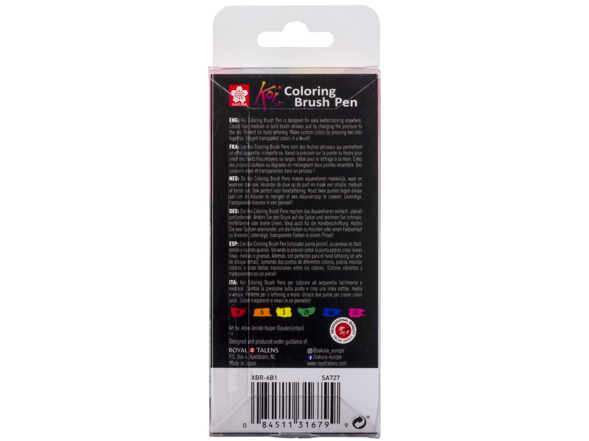 SAKURA Brush Pen Sakura XBR6B1 Set, 6 Farben (0084511316799)