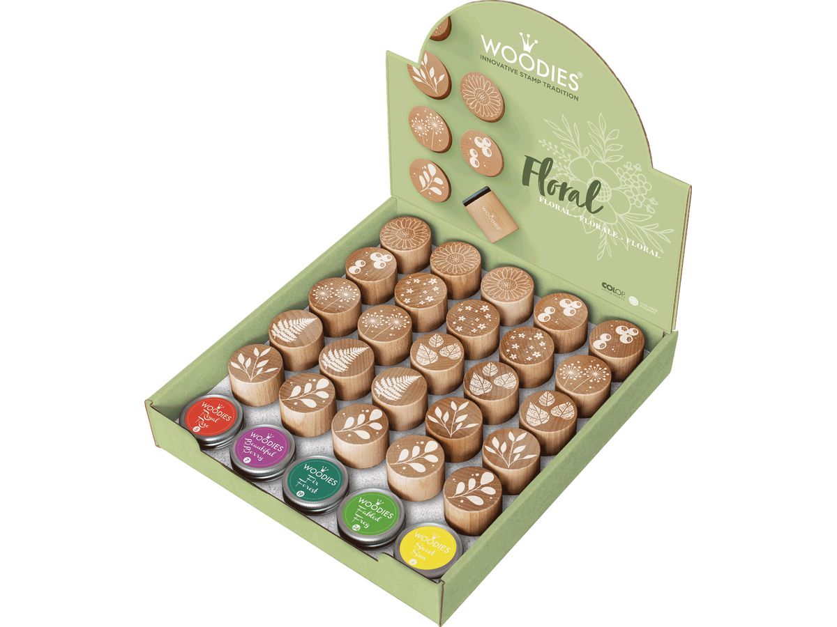 COLOP Woodies Display Floral 165670 25 tampons, 5 coussins (9004362535614)