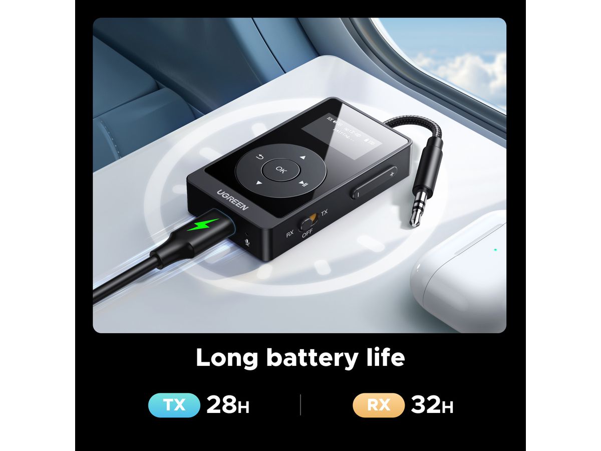 UGREEN Bluetooth Audio Adapter 45492 USB C, 3.5 mm, Black (6941876244928)