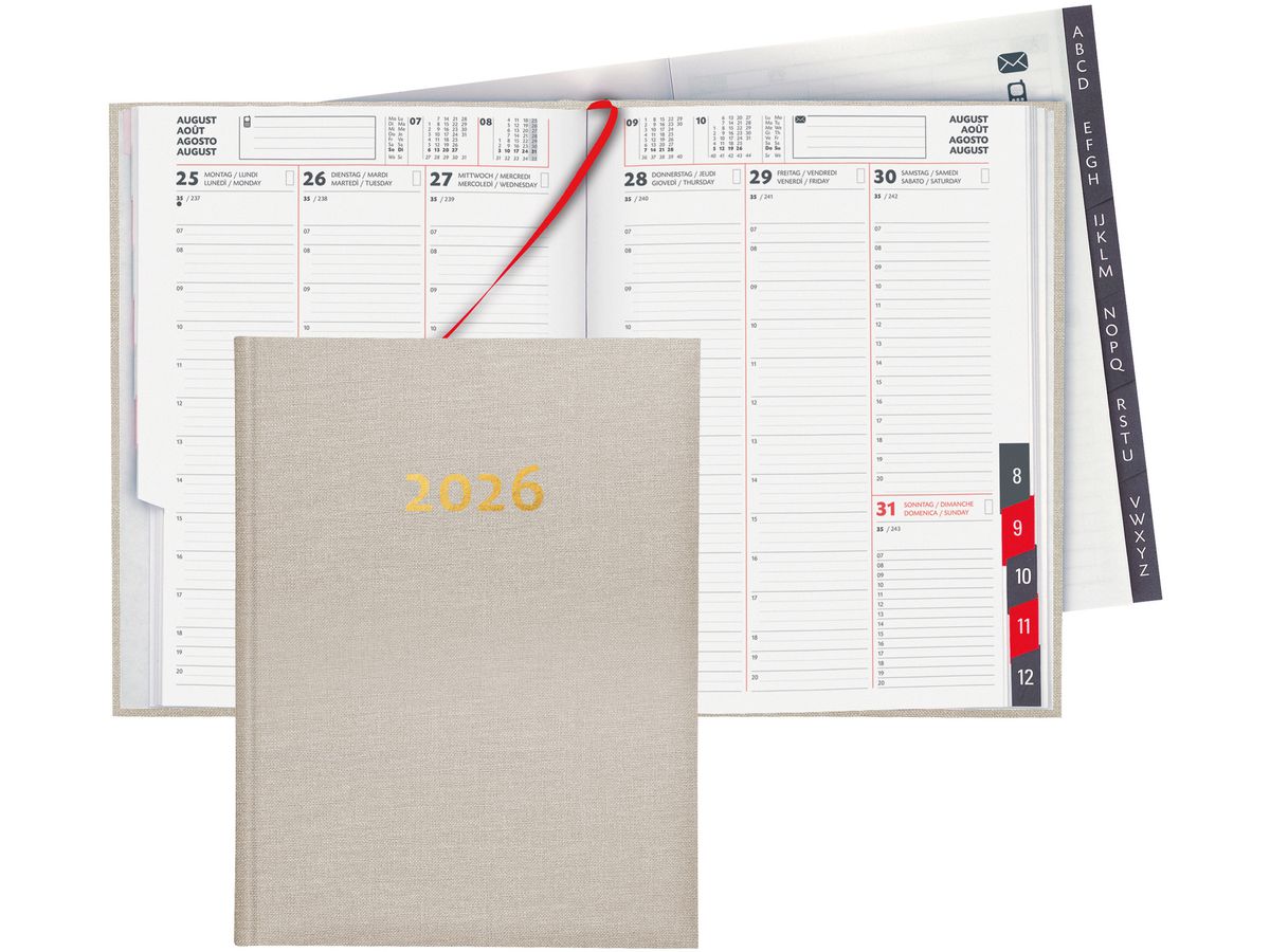 BIELLA Geschäftsagenda Oraio 2026 809301100026U 1W/2S beige ML 17.8x23.5cm (7611365524372)