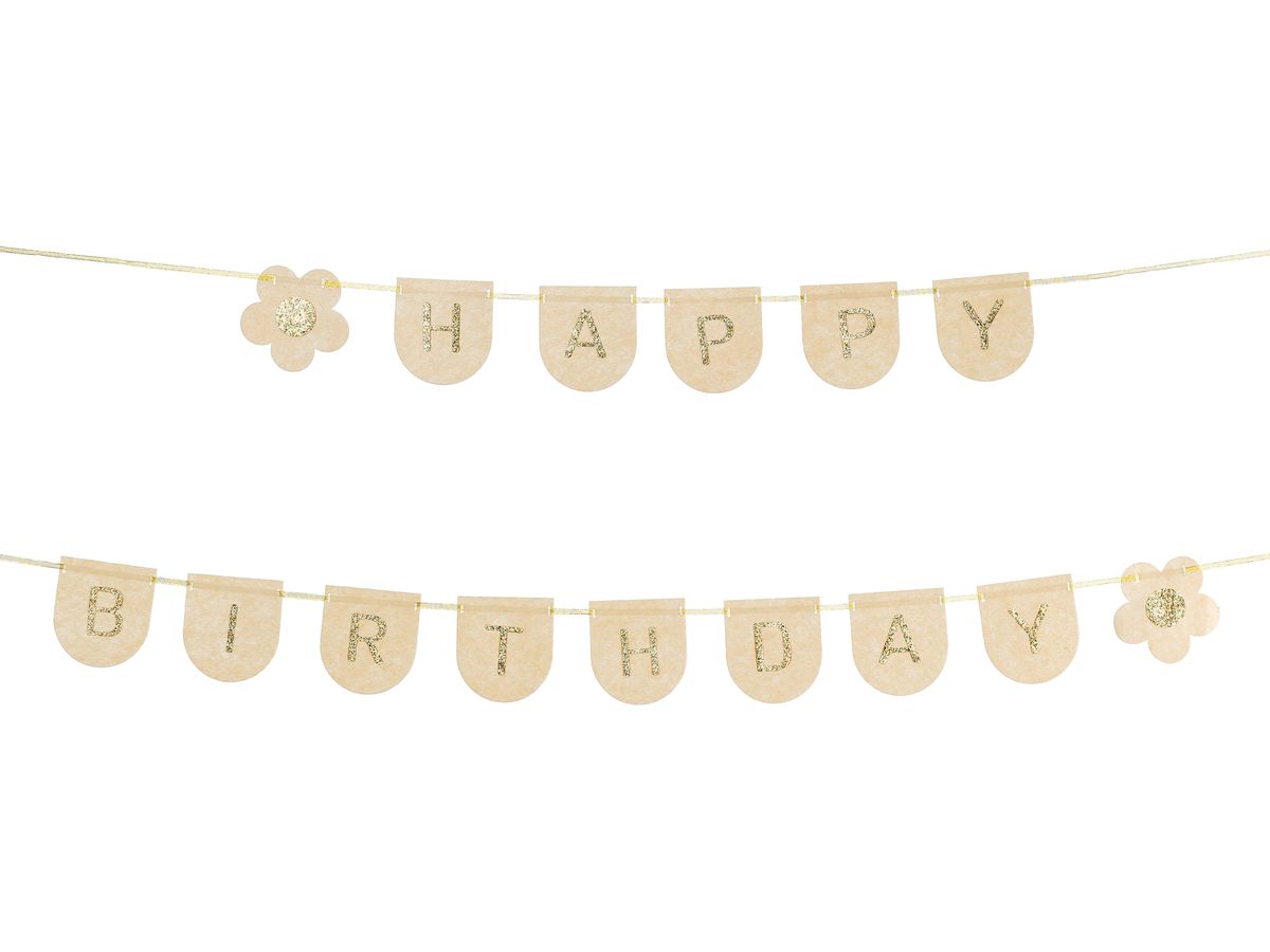 PARTYDECO Guirlande Happy Birthday 3m GRLF3 Feutre, rose (5904555048362)
