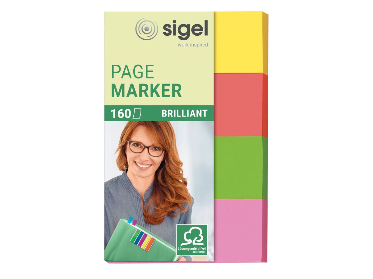 SIGEL Sticky Notes BRILLIANT 20x50mm HN630 ass colorato. 4 x 40 strisce (4004360934438)