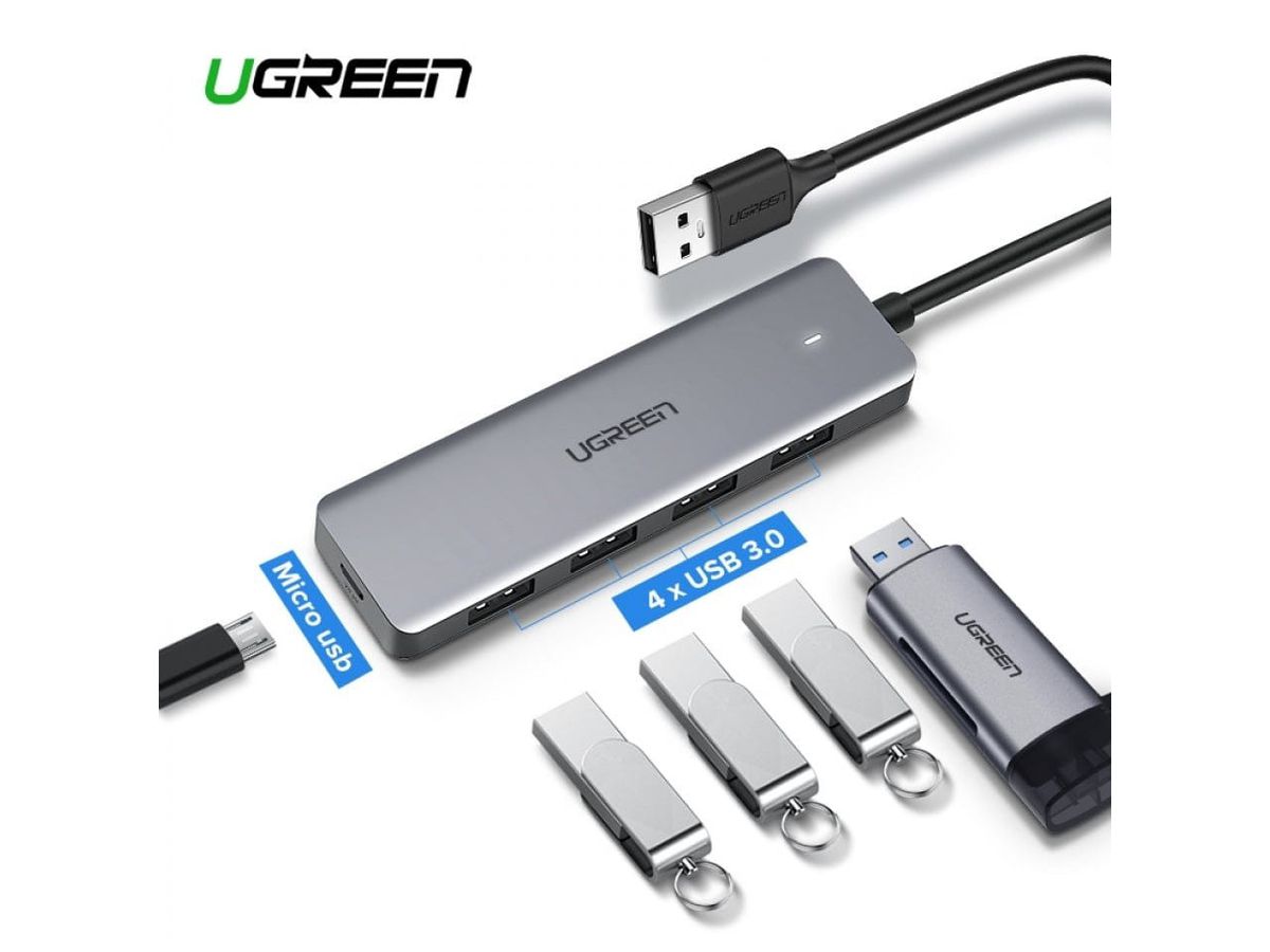 UGREEN USB-C Hub 4in1, Silver 70336 4xUSB-A (6957303873364)