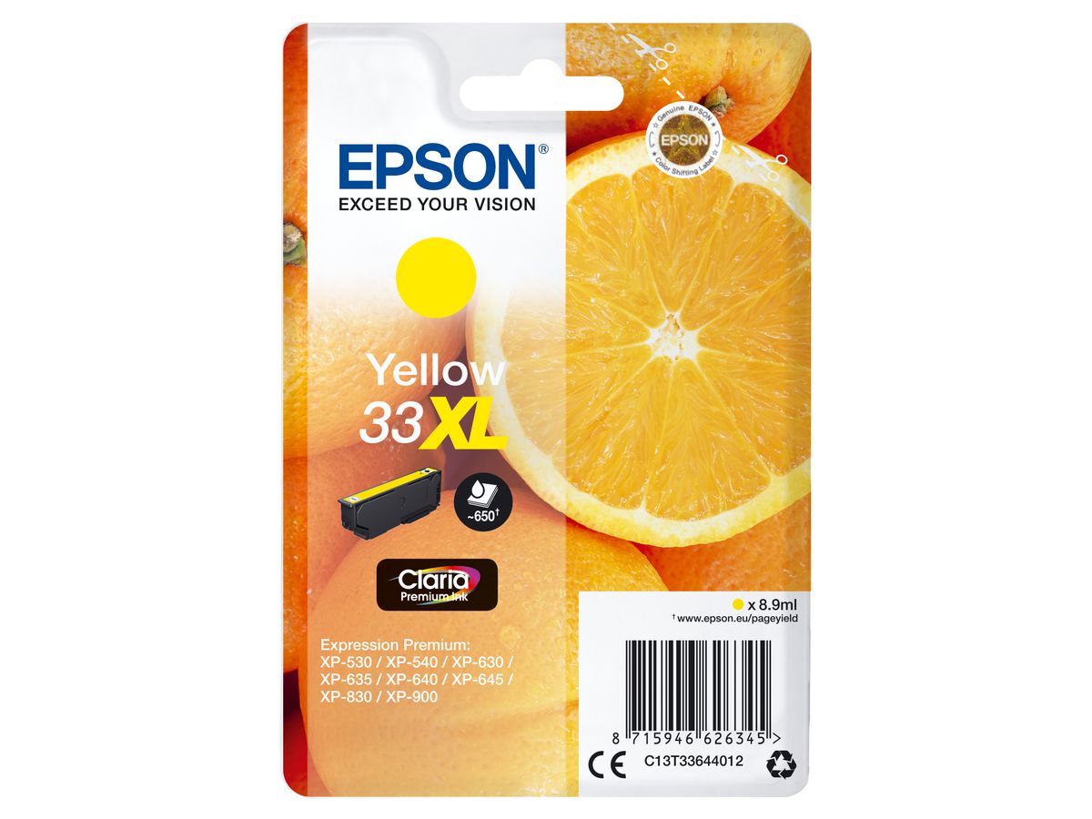 EPSON Cart. d'encre 33XL yellow T336440 XP-530/630/830 650 pages (8715946626345)