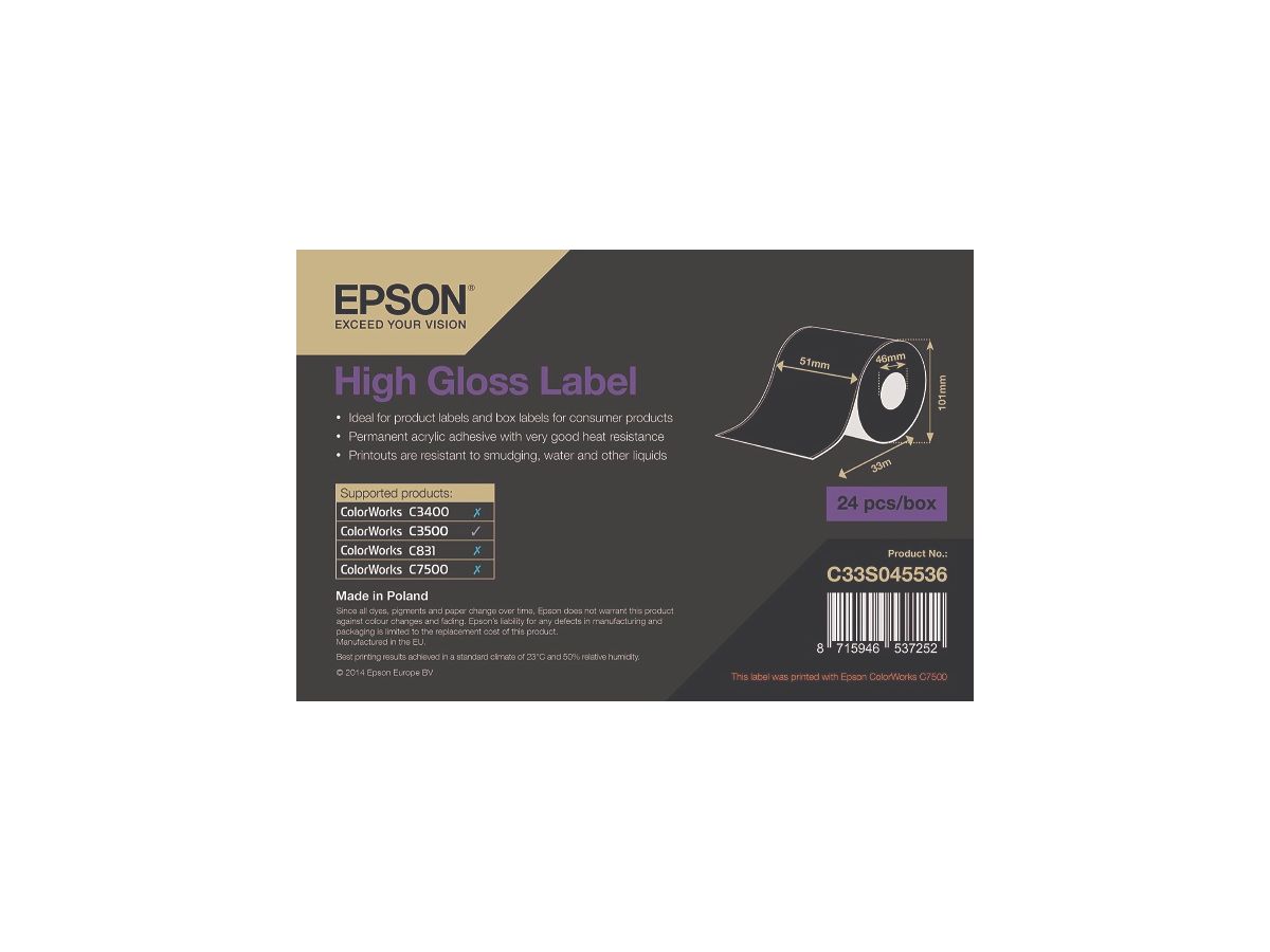 EPSON High Gloss Label 51mmx33m S045536 ColorWorks C3500 (8715946740775)