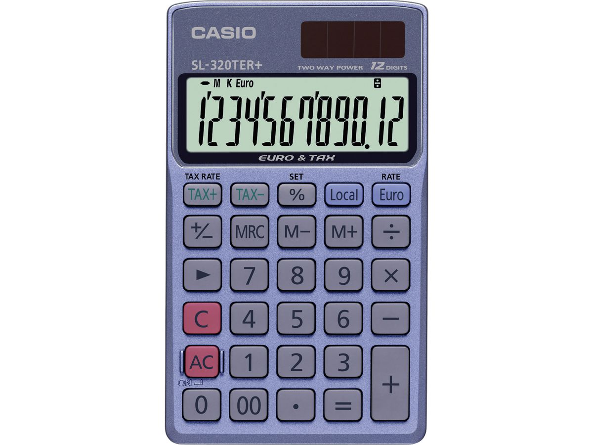 CASIO Calculatirice SL-320TER+ 12 chiffres bleu clair (4549526612367)