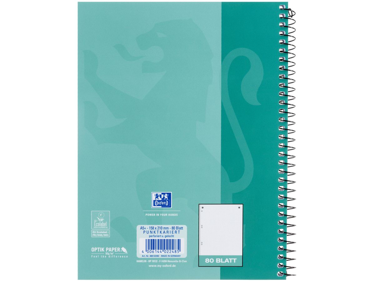 OXFORD Collegeblock SCRIBZEE A5+ 400132392 dotted, grünblau 80 Blatt (4006144022485)