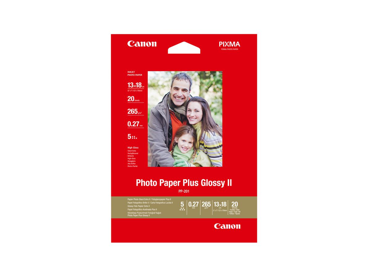 CANON Photo Paper Plus 265g 13x18cm PP2015x7 InkJet glossy II 20 Blatt (4960999537276)