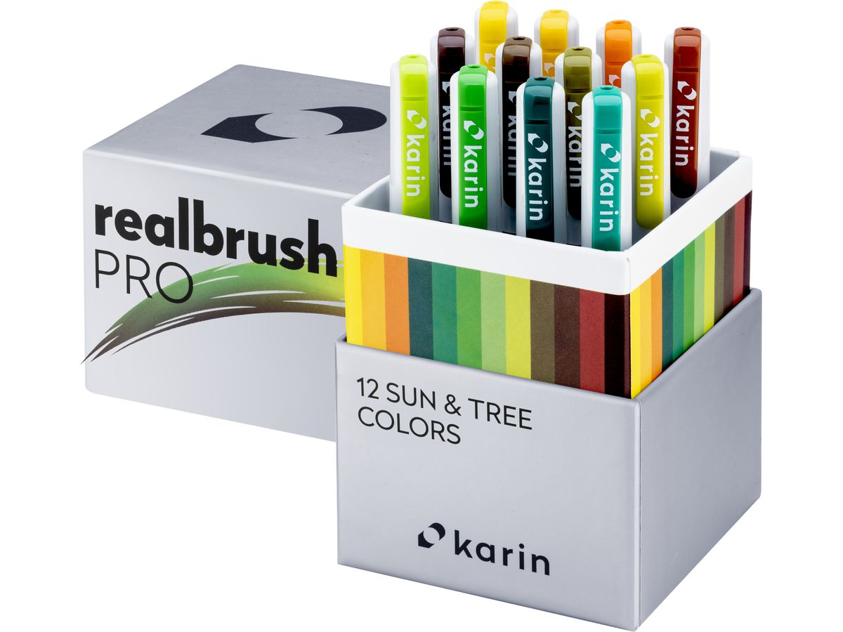 KARIN Real Brush Pen Pro 0.4mm 31C3 Sun and tree Colours 12 pièces (5904446031381)