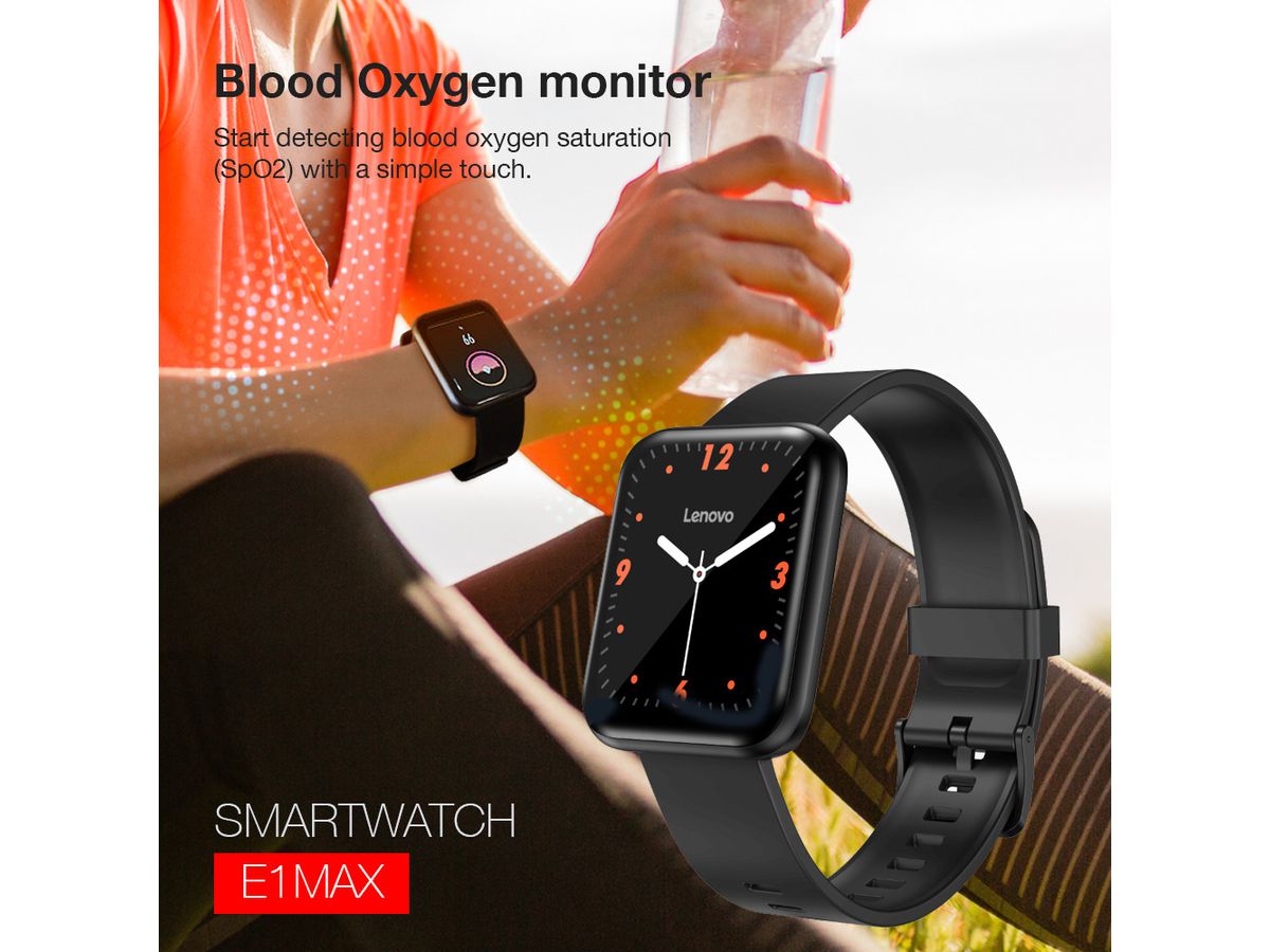 LENOVO Smartwatch E1 Max black E1Max-BK (6941192215527)
