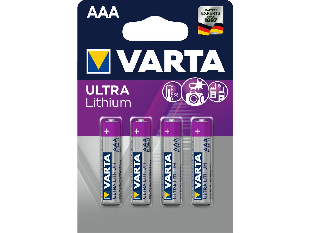 VARTA Lithium 6103301404 AAA/LR03, 4 pièces (4008496680436)