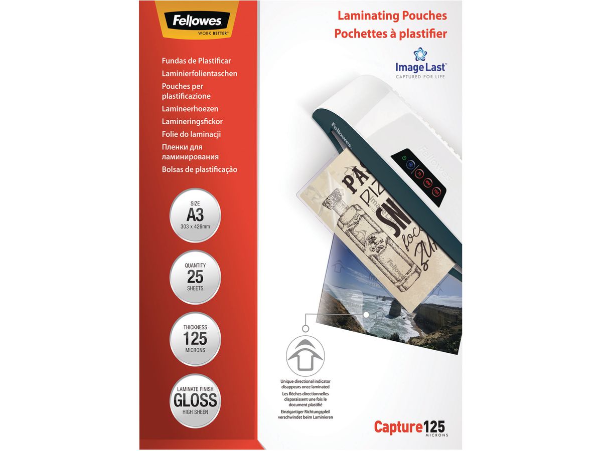 FELLOWES Pochettes à plastifier A3 5396501 brillant, 125my 25 pcs. (0077511539657)
