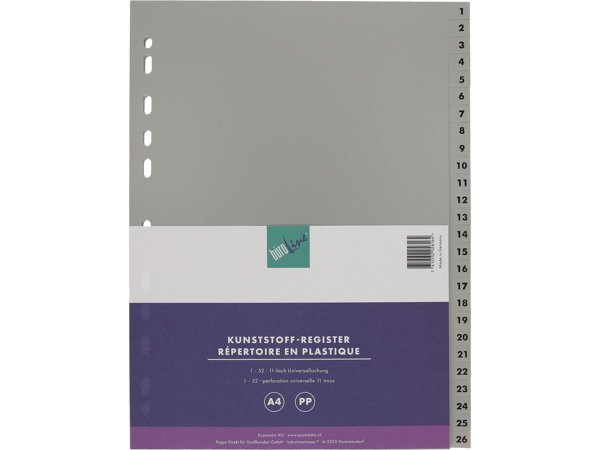 BÜROLINE Registro PP A4 40947 grigio 1-52 (7612532058164)