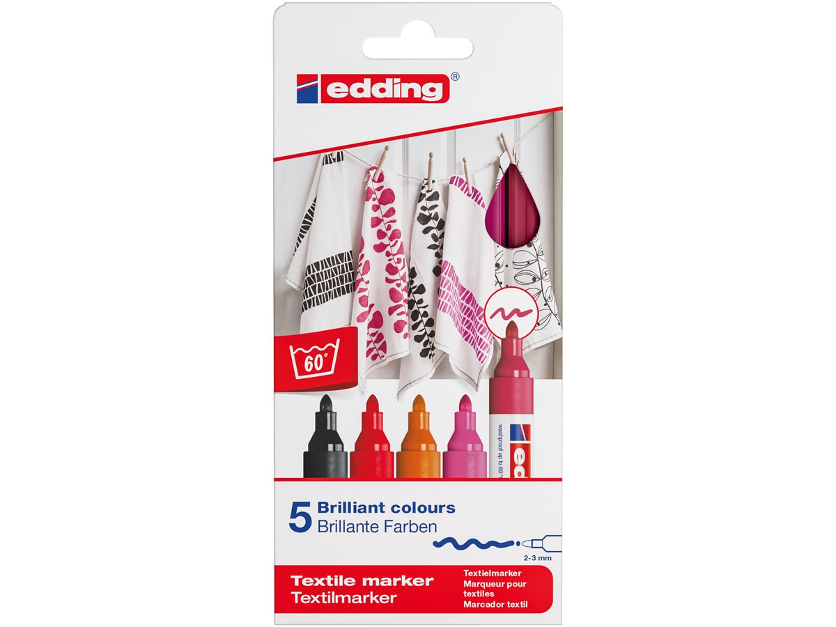 EDDING Textilmarker 4500 3949 Warm Color 5 Stück (4057305013101)