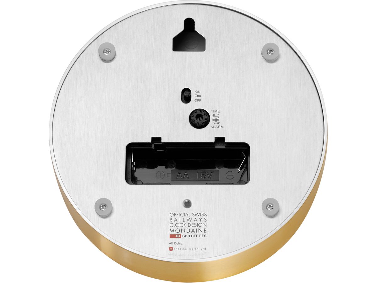 MONDAINE Orologio parete e tavolo 125mm A997.86SBG.1 grigio/oro, sveglia (7611382631527)