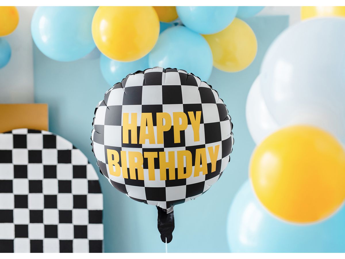 PARTYDECO Palloncino in foil 35cm FB220 Bandiera a scacchi (5904555026858)