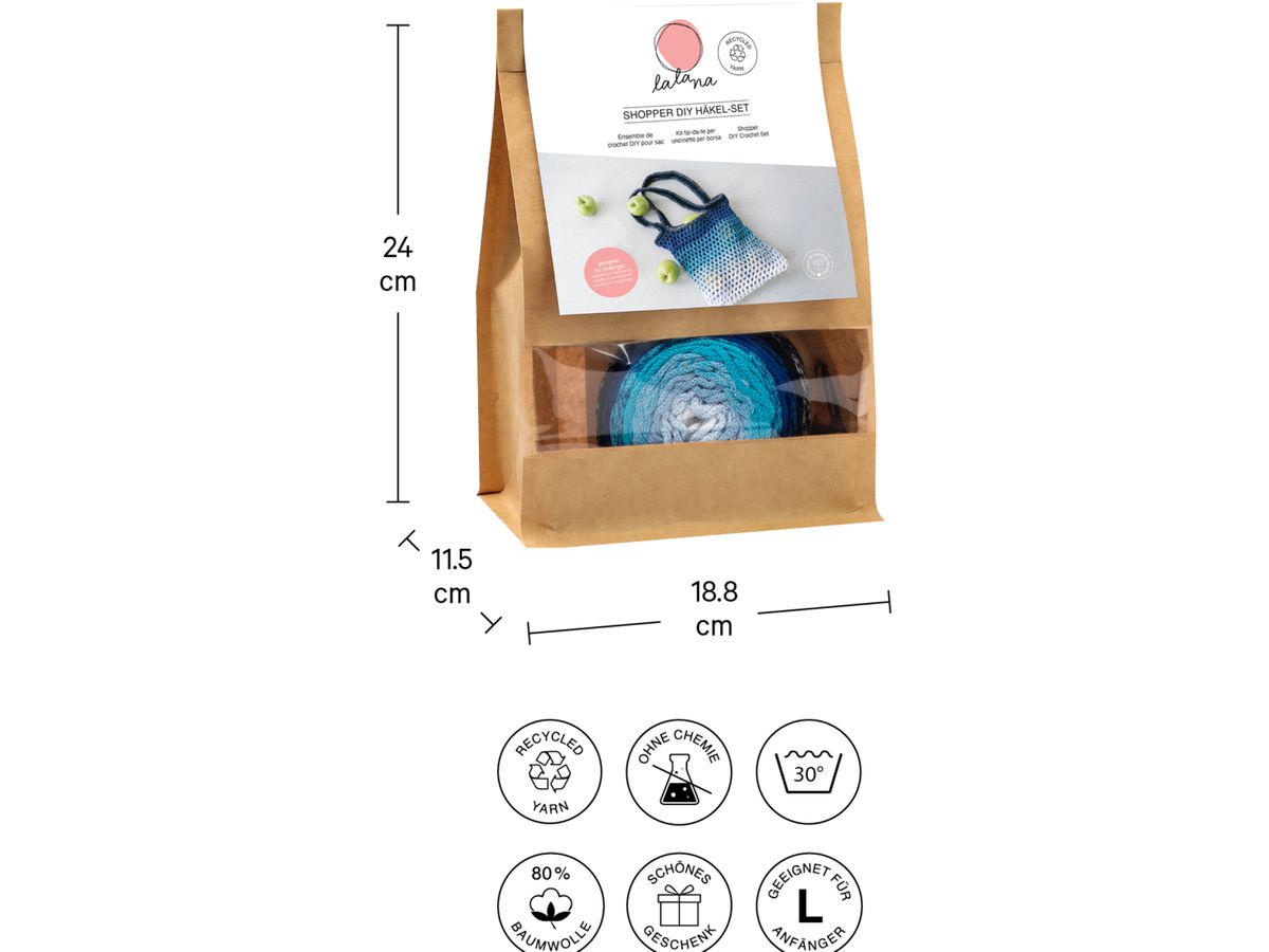 I AM CREATIVE Shopper DIY kit de crochet 1000-1086 bleu (7611983247097)