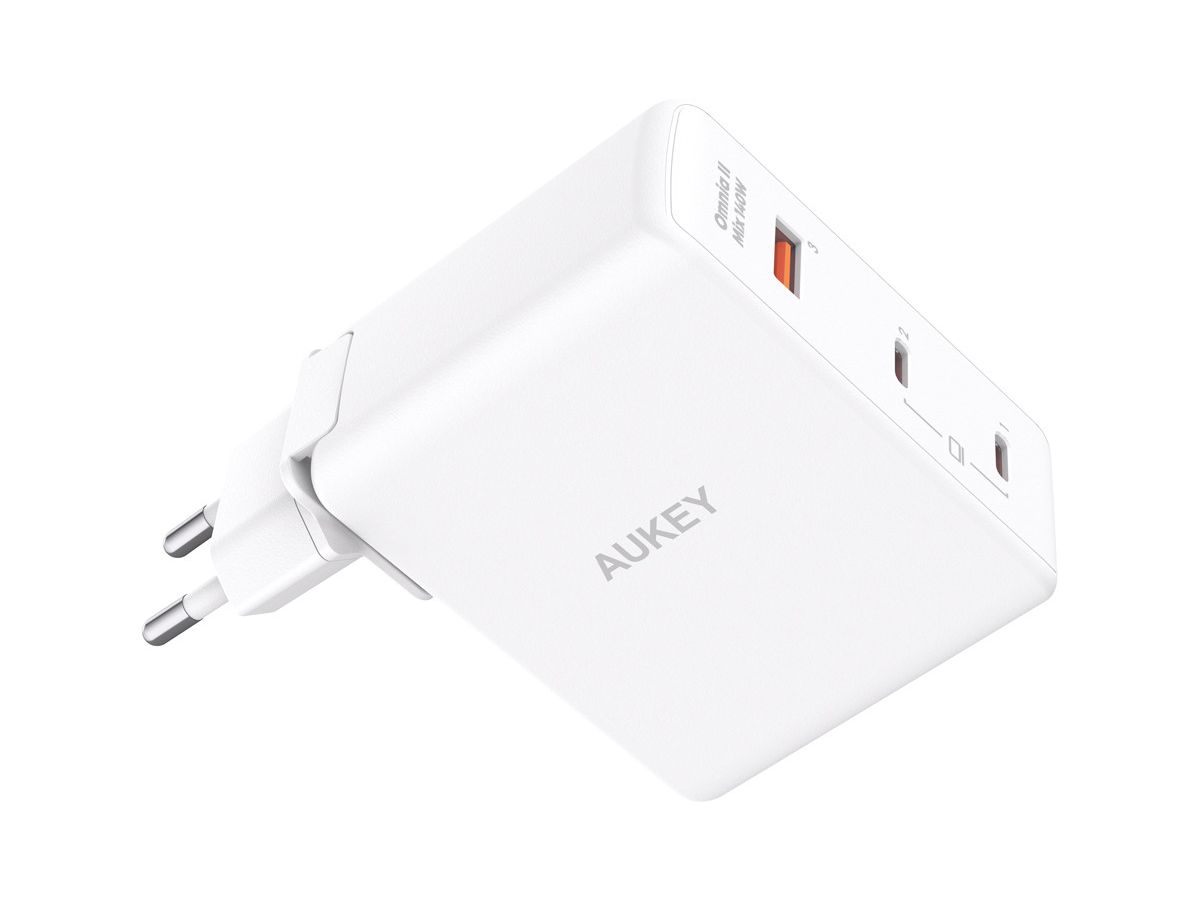 AUKEY OmniaMix II 140W GaN PD PA-B7O WH 3-Port, Wall charger White (0689323785797)