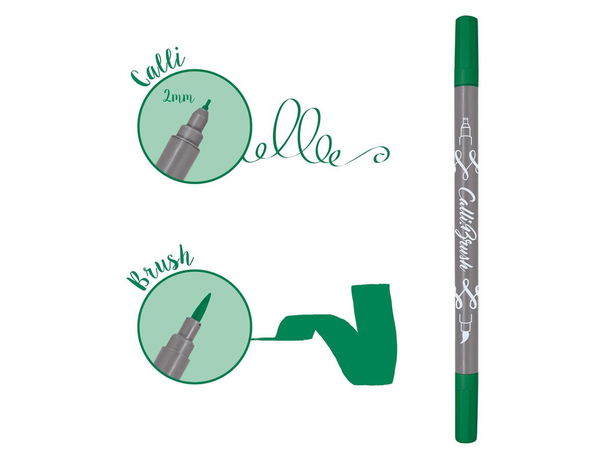ONLINE Callibrush Pen Double Tip 2mm 19058/6 Dark Green (4014421190581)