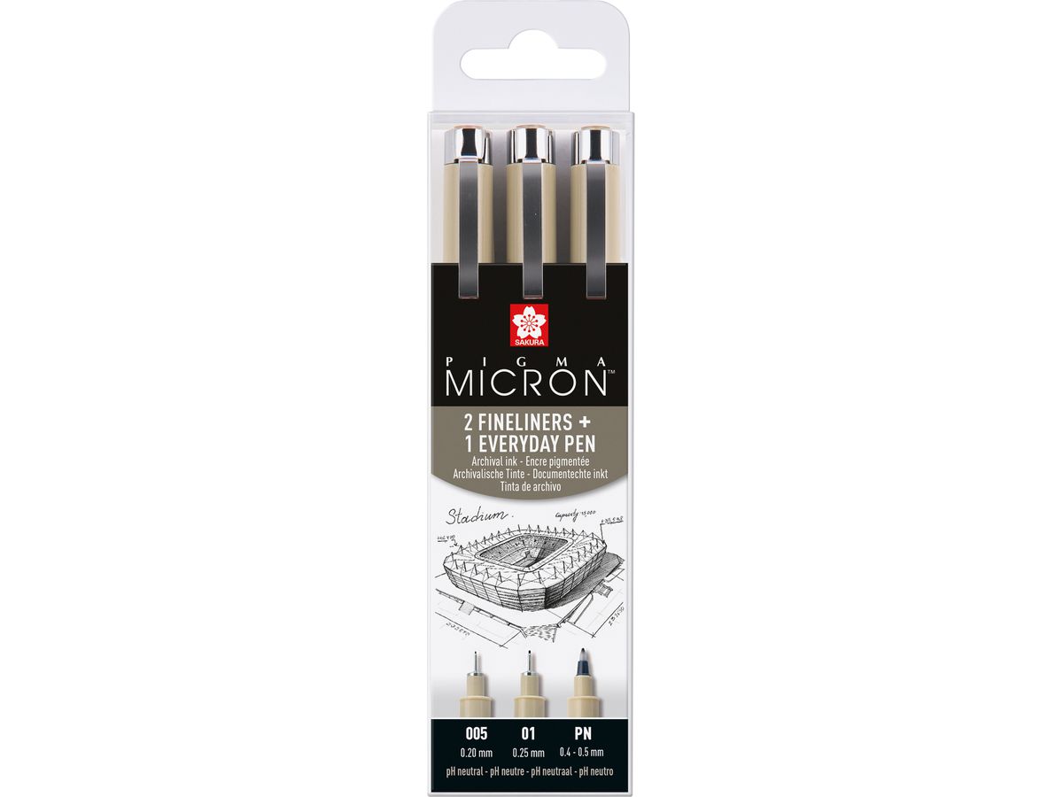 SAKURA Pigma Micron Set POXSDK3UR 0,2/0,25mm/PN 3 Stück (8712079423919)