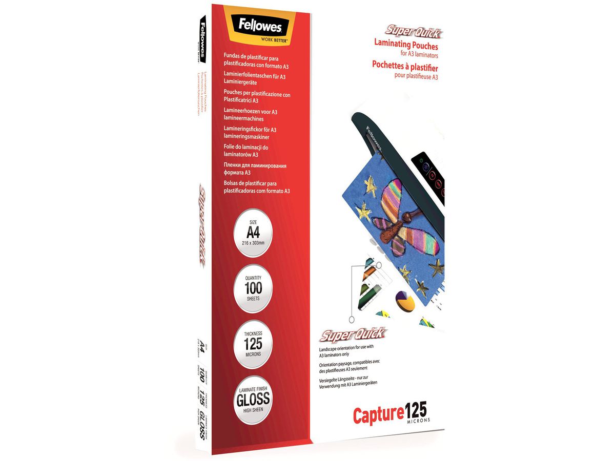 FELLOWES Laminiertasche A4 5440101 glanz, 125my 100 Stk (0077511544019)