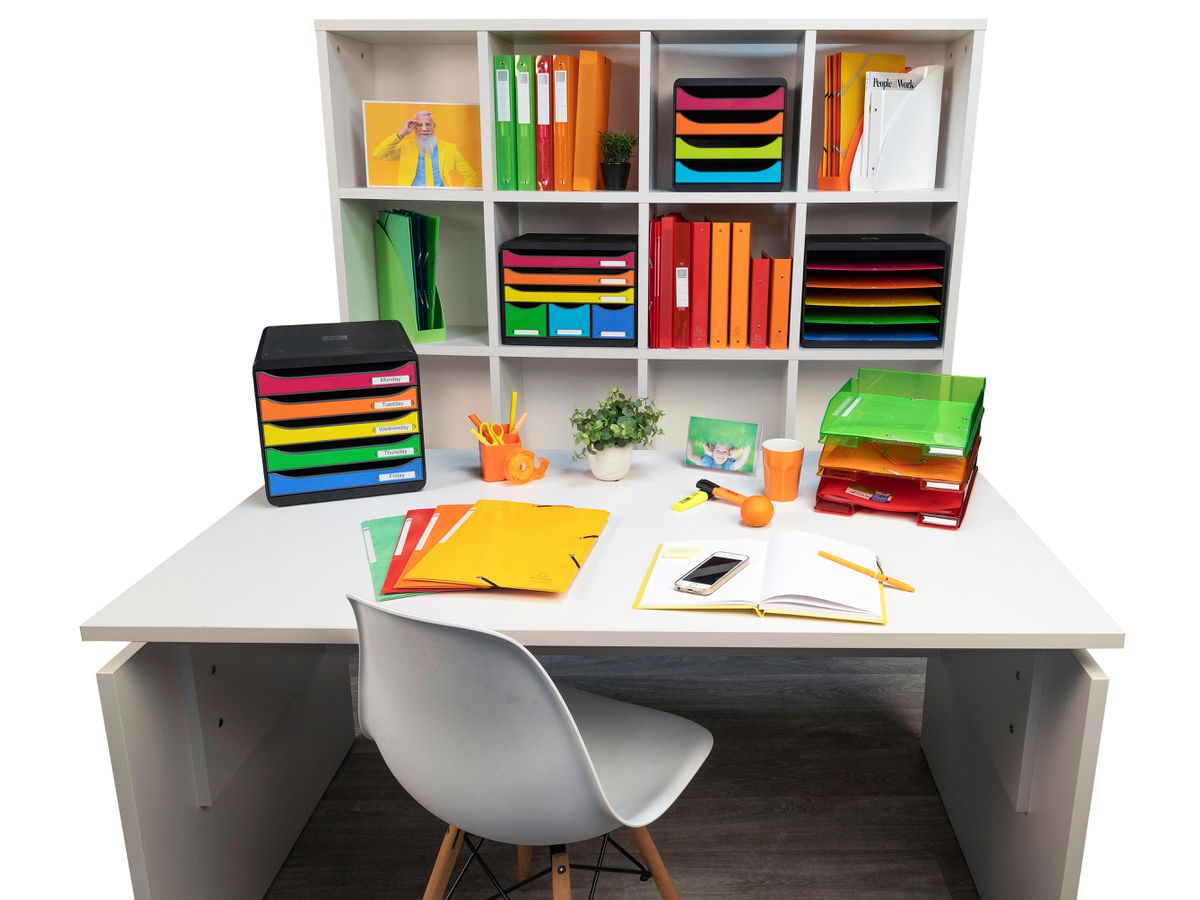 EXACOMPTA Schubladenbox Store-Box Maxi 306798D schwarz/Regenbogen, 6 Schubl. (9002493423909)