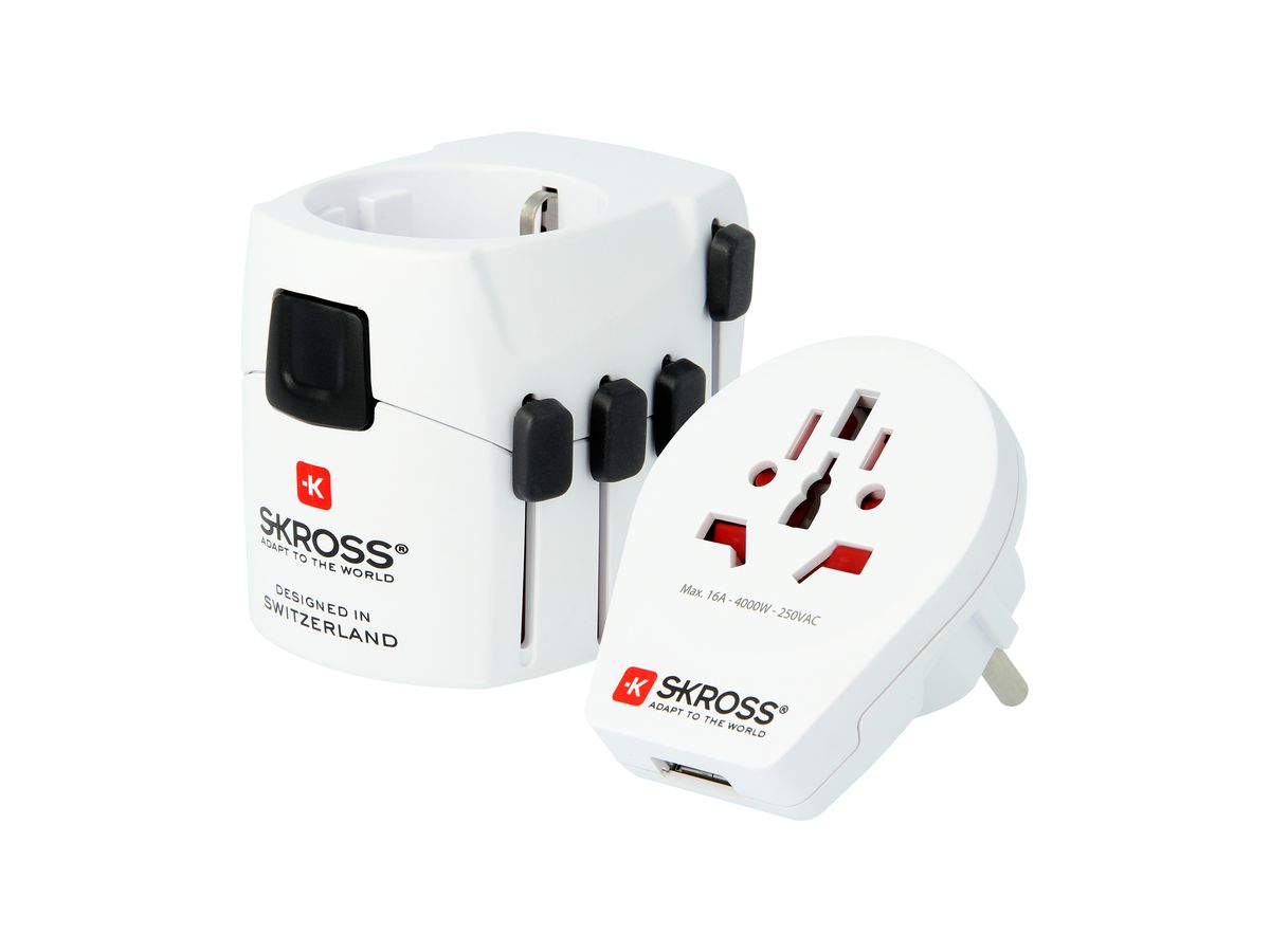 SKROSS World Travel Adapter 1.302539 PRO-World & USB (7A) (7640166323532)