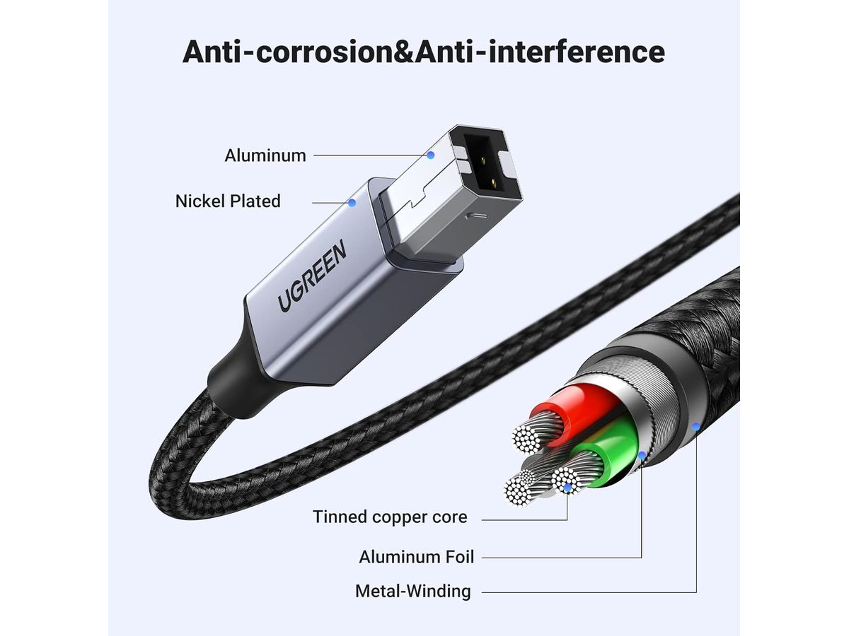 UGREEN Printer Cab. USB-C-USB-B 2.0 80807 2m,Black,BB (6957303888078)