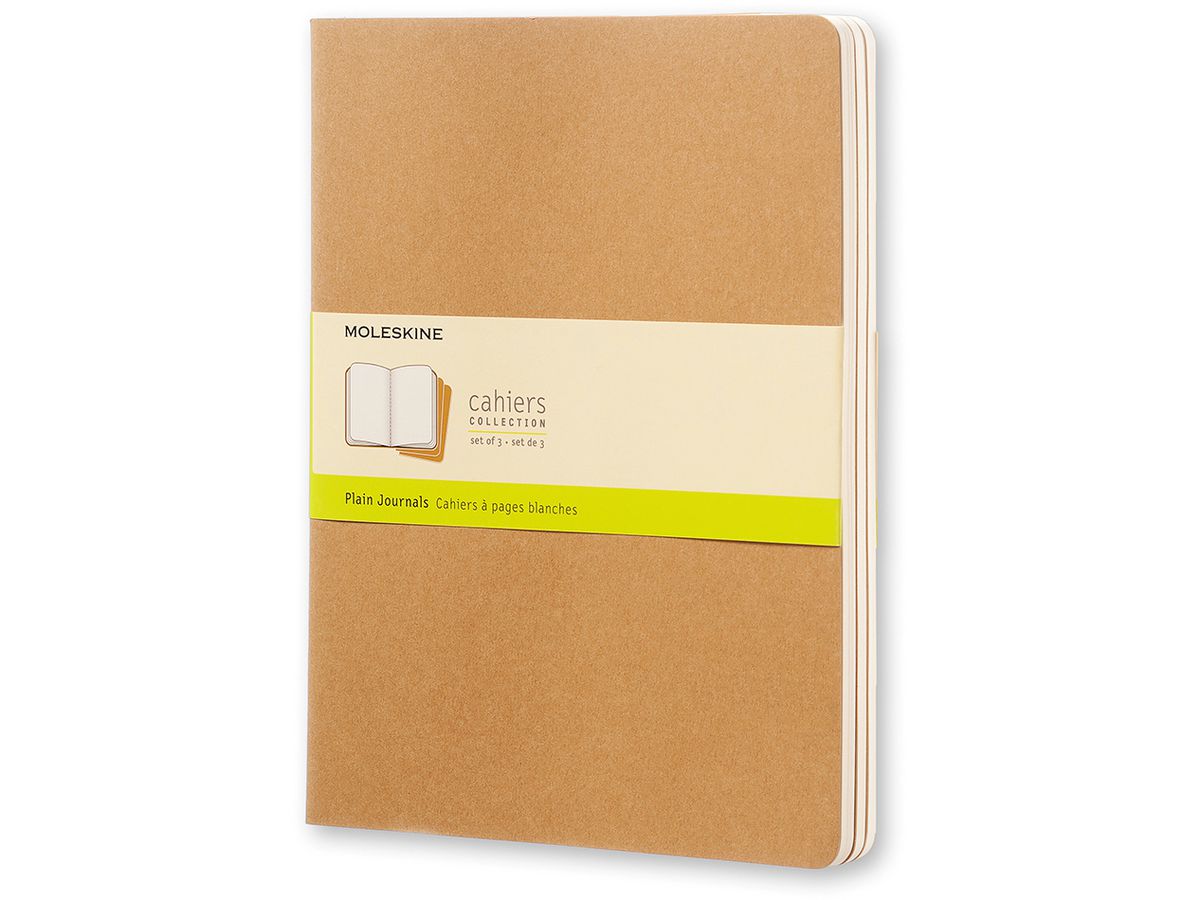 MOLESKINE Notizheft Cahier XL 25x19cm 506-9 blanko, natur 3 Stück (9788883705069)
