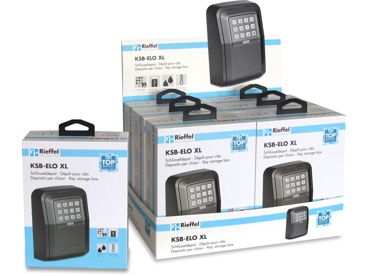 RIEFFEL SWITZERLAND Schlüsseldepot 10.5x14.5x55cm KSB-ELO XL mit Elektronikschloss, grau (7640115311566)