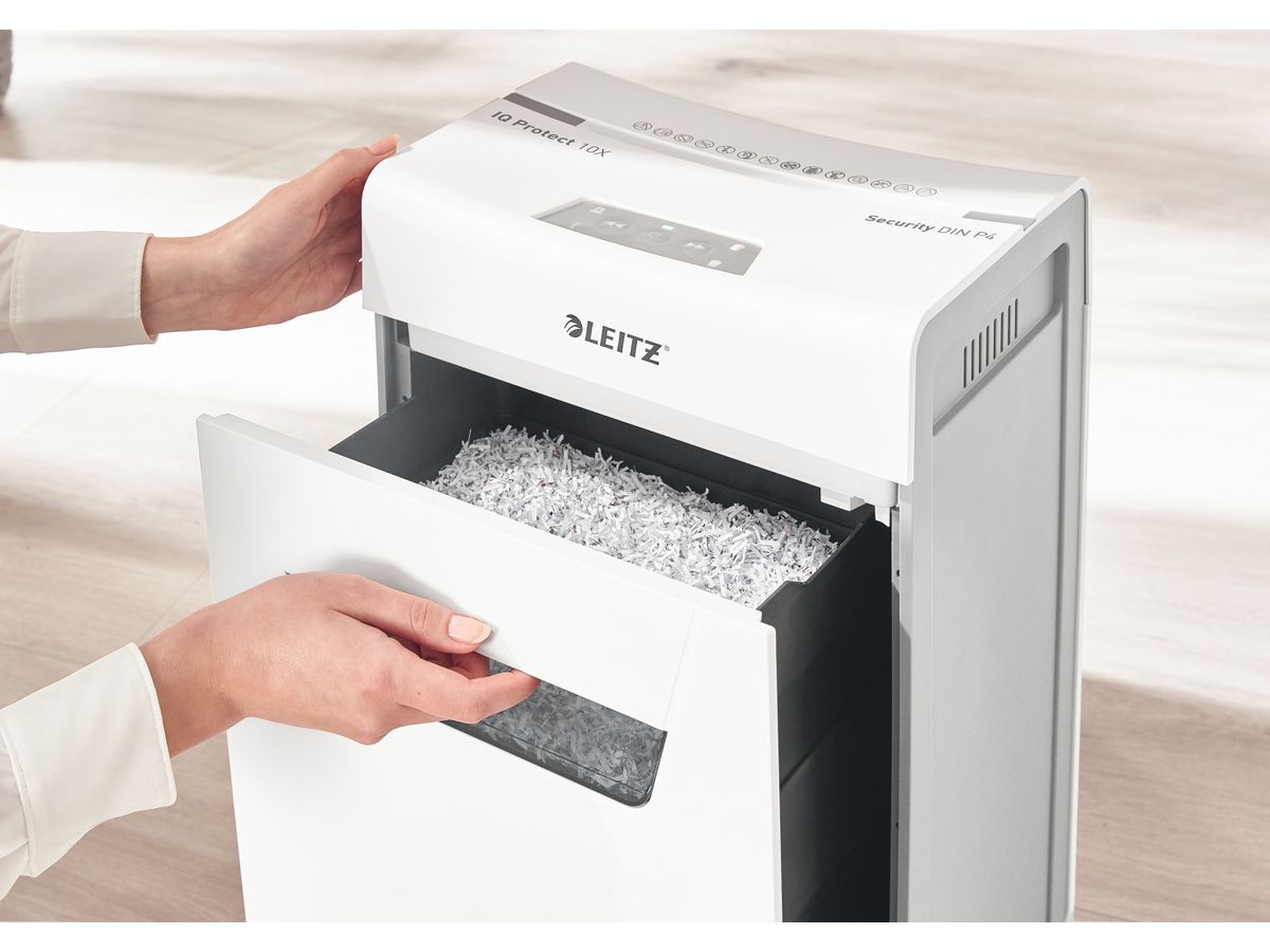 LEITZ Aktenvernichter IQ Protect 8092-20-00 10X, P-4, 18lt (4002432127177)