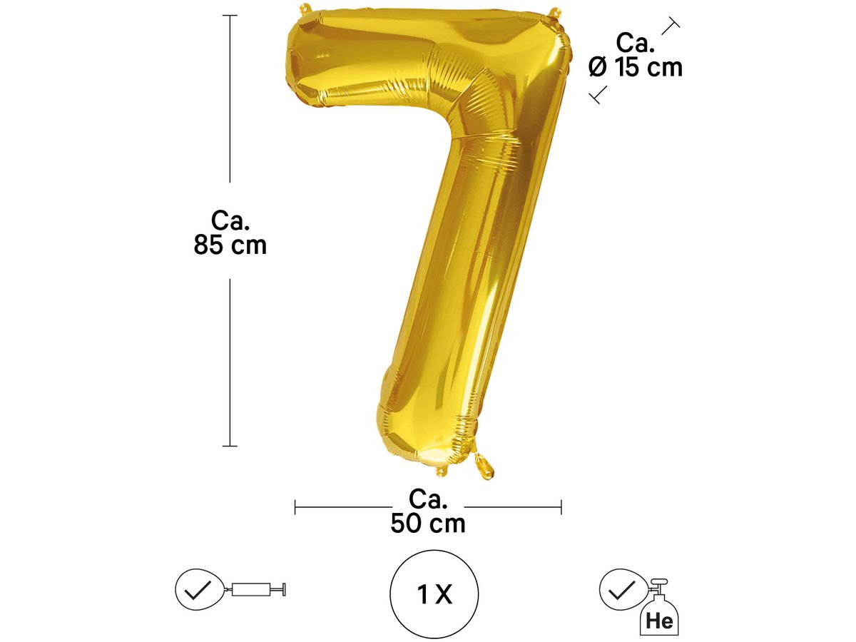 I AM CREATIVE Folienballon Zahl 7 85cm 1000-1052 gold (7611983246786)