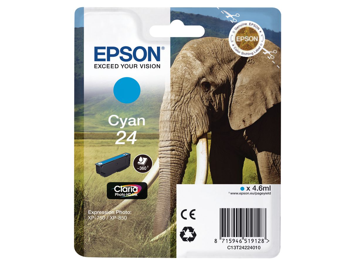 EPSON Cartouche d'encre 24 cyan T242240 XP 750/850 360 pages (8715946625324)