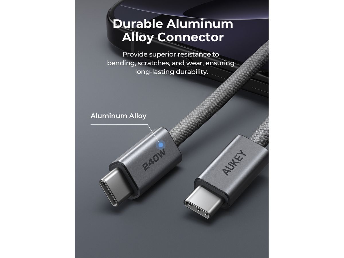 AUKEY Cable USB-C-to-C CB-DCC242 240W 1.8M Braided (0689323790425)