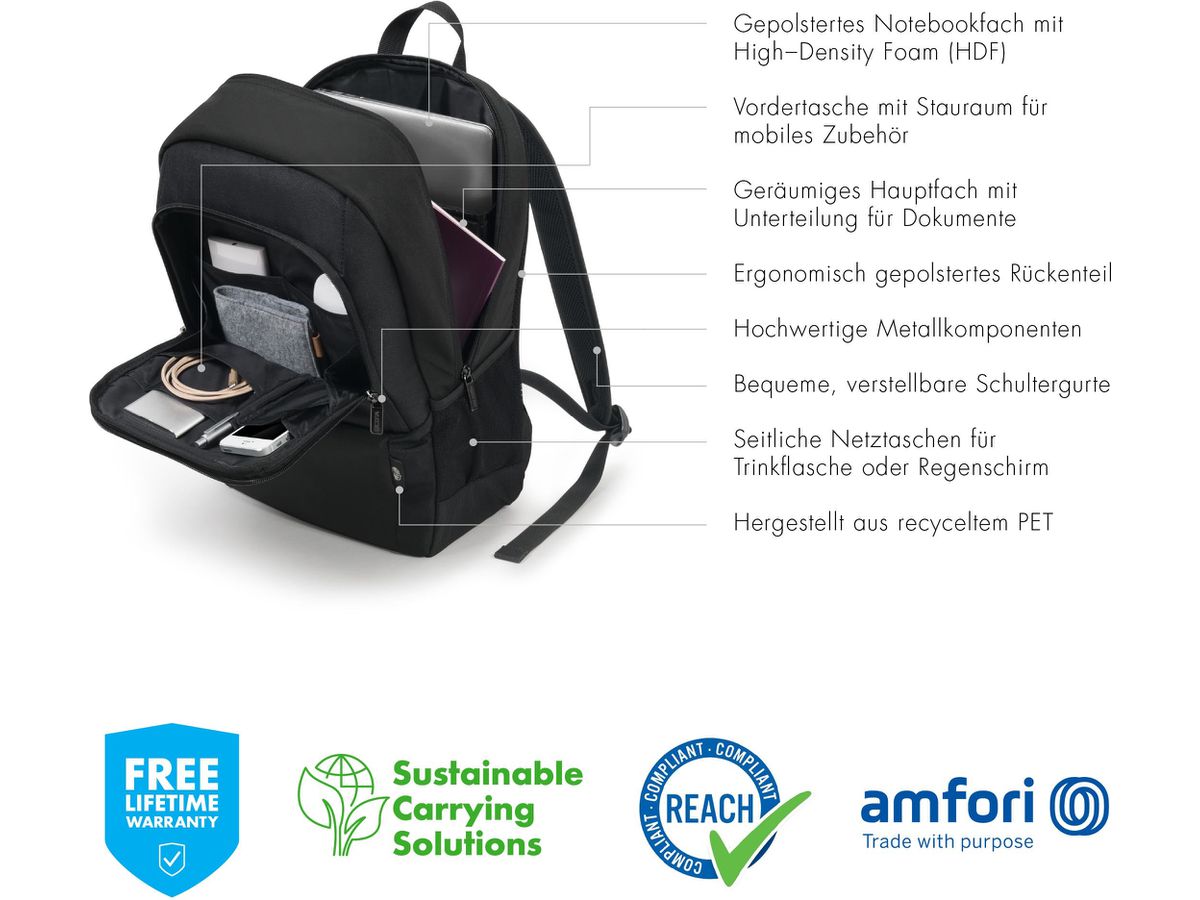 DICOTA Eco Backpack BASE black D30913-RPET for Unviversal 15-17.3 (7640186418959)