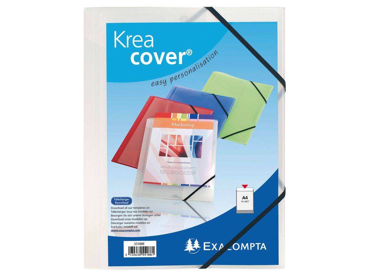 EXACOMPTA Pochette à élastique A4 55188E blanc-transp. (3130630551881)