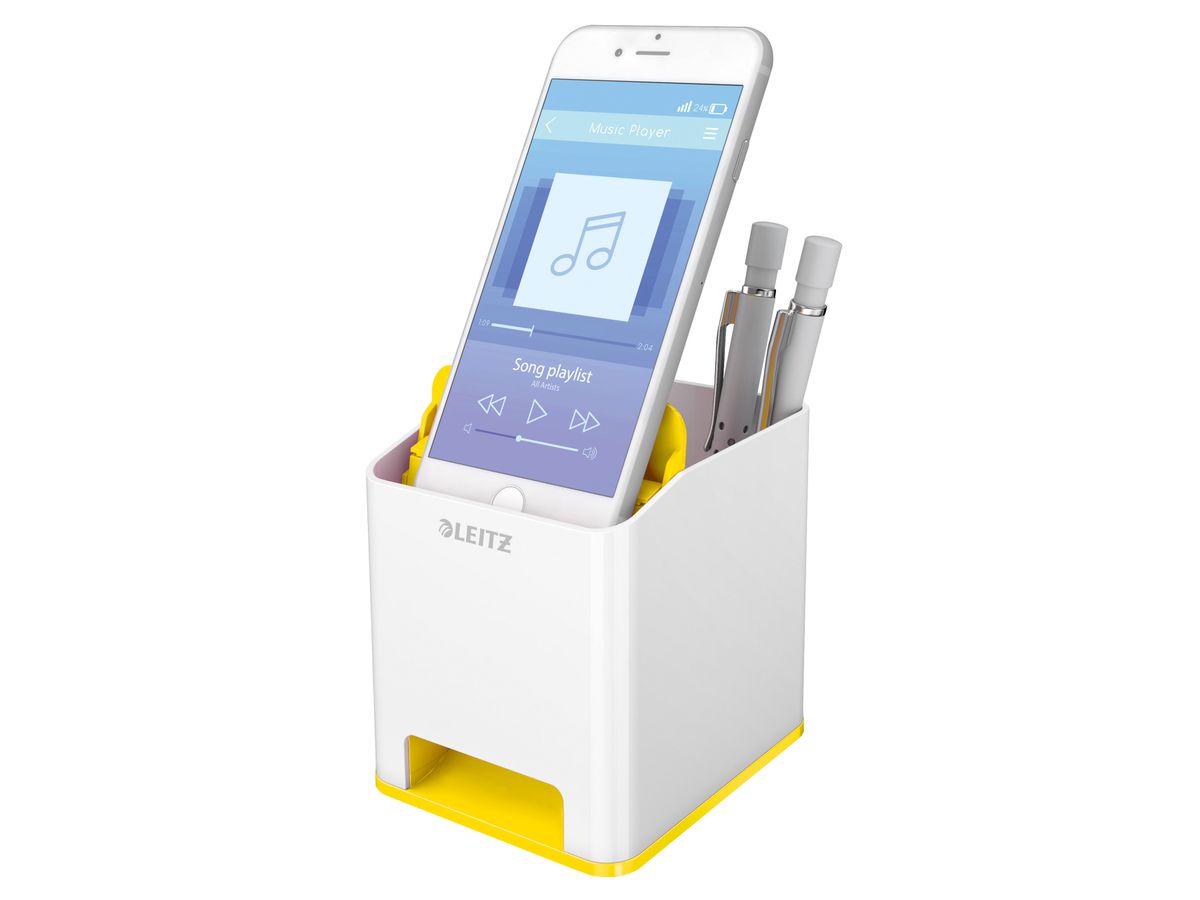 LEITZ Sound Stifteköcher WOW 5363-10-16 weiss/gelb (4002432122080)