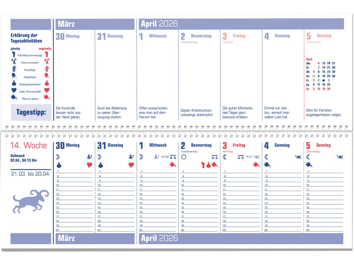 HEYNE Mondplaner 2026 9783453239616 1S/2P DE 32x10.7cm (9783453239616)