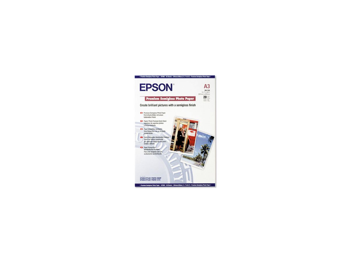 EPSON Premium Semigl. Photo Paper A3 S041334 InkJet 251g 20 feuilles (0010343829992)