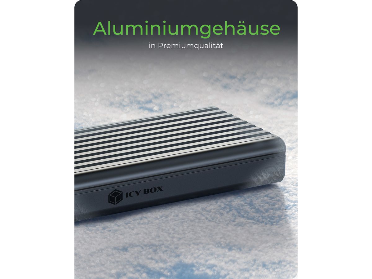 ICY BOX Gehäuse für M.2 NVMe SSD IB-1917M-C32a USB-C 3.2 Gen 2x2, 20Gbit/s (4250078174974)