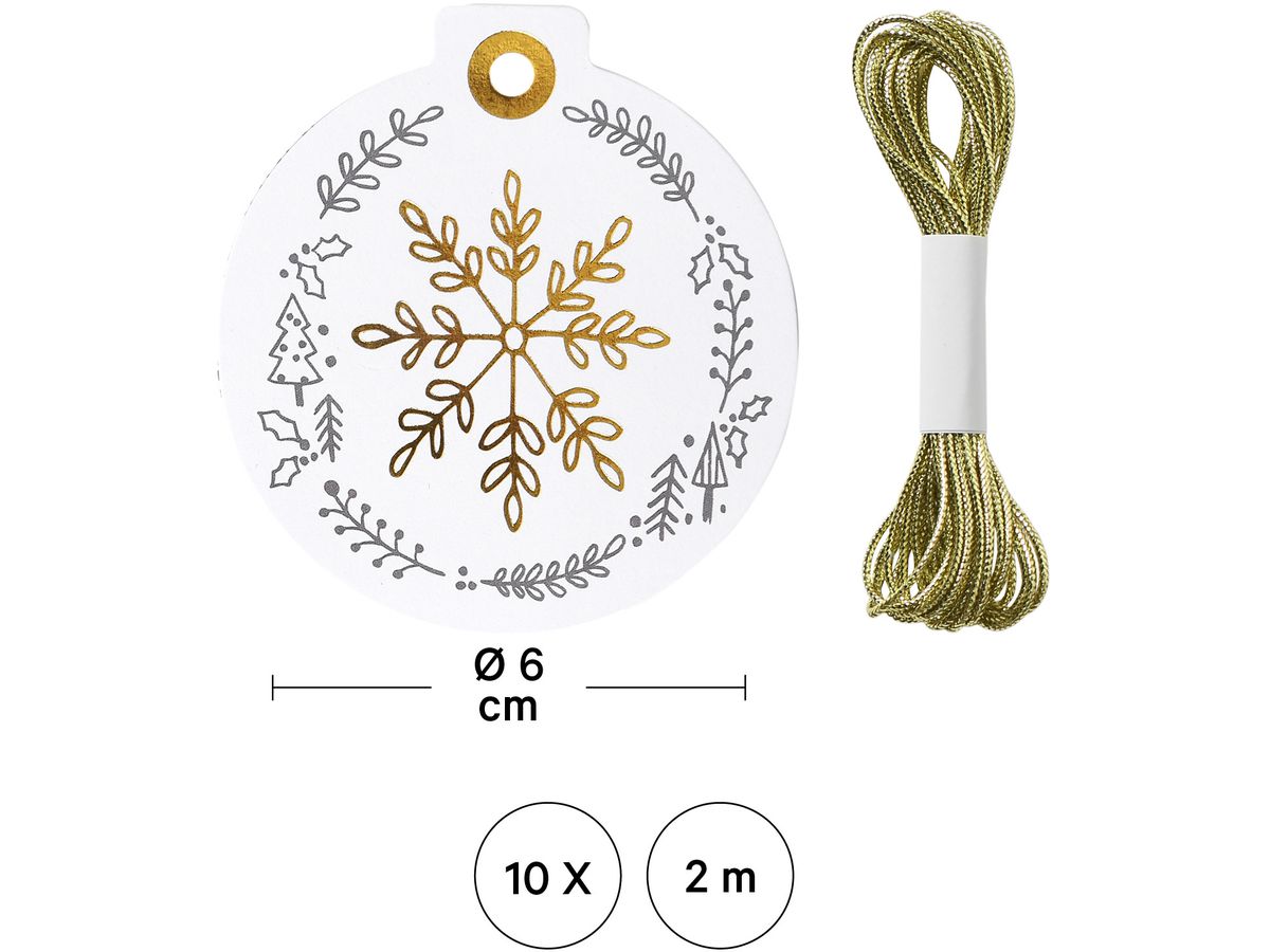 I AM CREATIVE Geschenkanhänger X-mas 4088.74 weiss mit Goldprägung 10 Stk. (7611983172689)