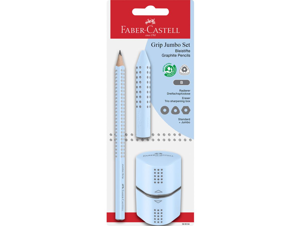 FABER-CASTELL Schreibset Jumbo Grip B 580084 sky blue (4005405800848)