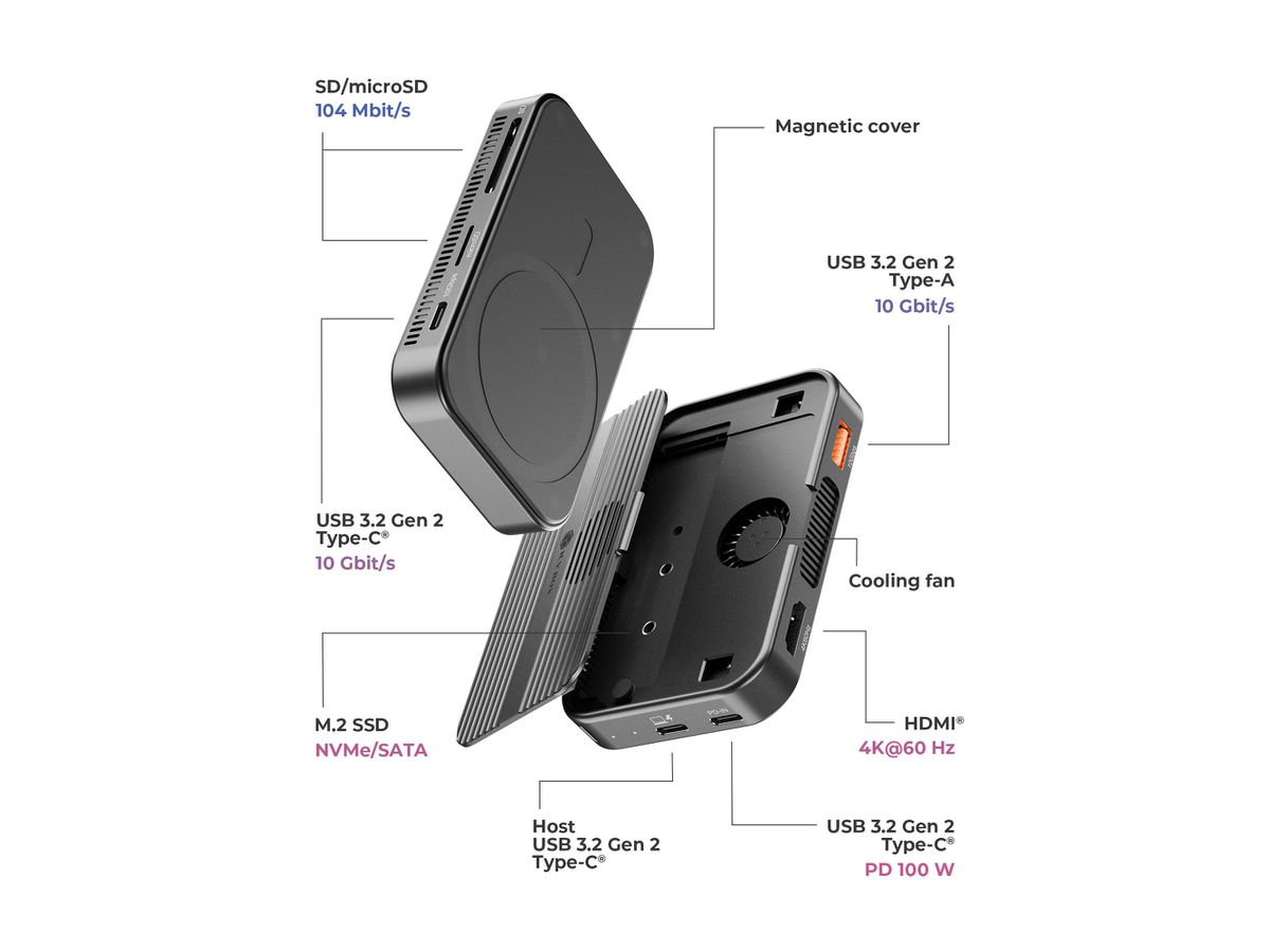 ICY BOX 7-in-1 DockingStation with IB-DK4071M-CU31 magnetic M.2 SSD bay (4250078175186)