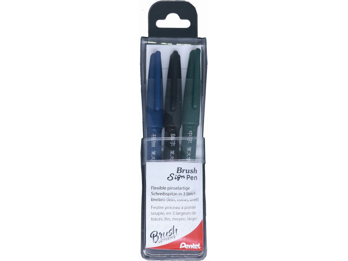 PENTEL Brush Sign Pen XSESP15-3EFM schwarz, 3 Stück (7610924030095)