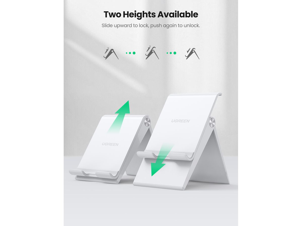 UGREEN Multi-Angle Phone Stand 80704 Height Adjustable,White (6957303887040)