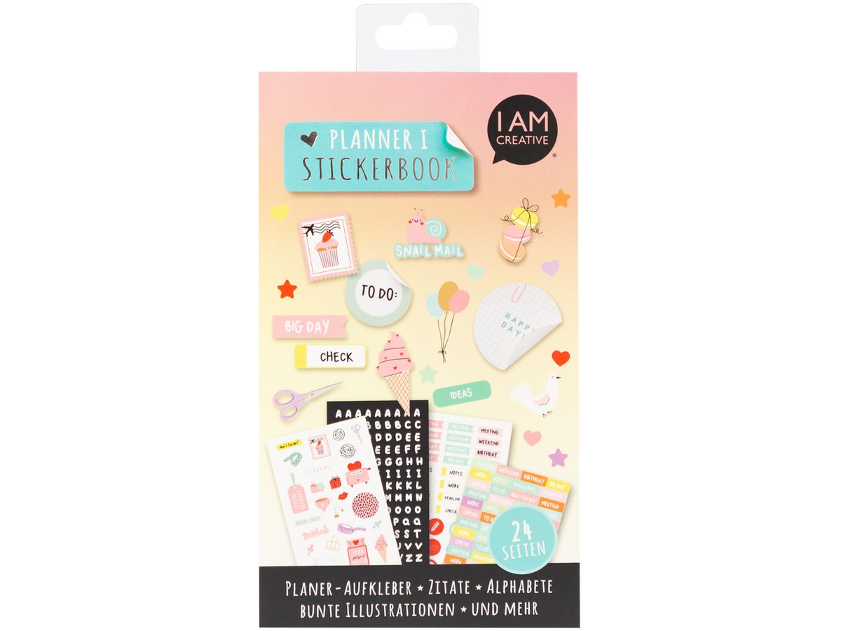 I AM CREATIVE Stickerbook Planner 12x23cm 4087.581 24 fogli (7611983249916)