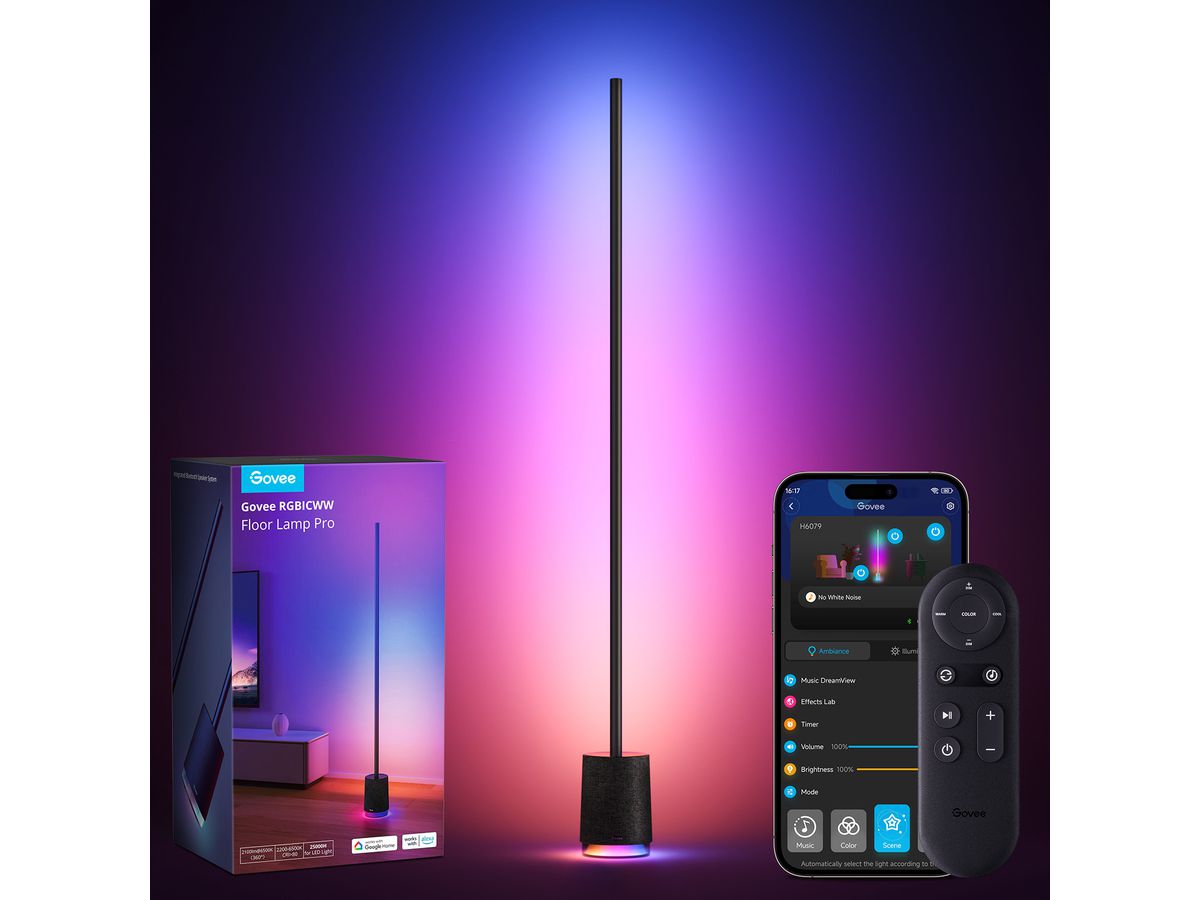 GOVEE Lampadaire LYRA H6079312 noir, avec haut-parleur (6974316996415)