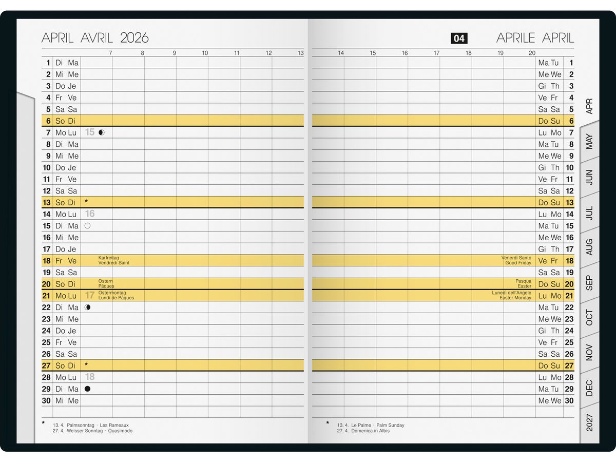 RIDOIDE Uni Planer 2026 7048002906.26 1M/2S schwarz ML 10.4x15.3cm (4003273791992)