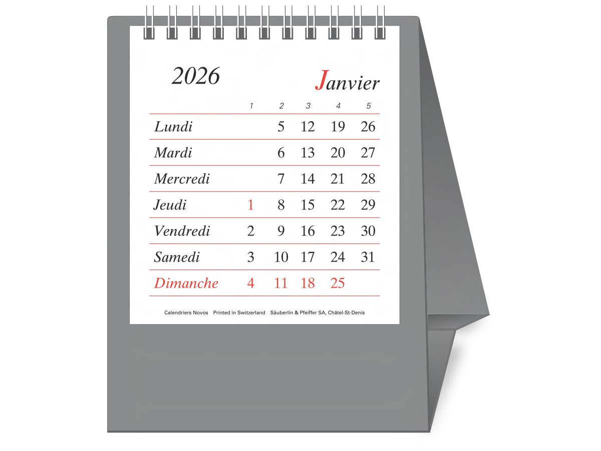 NOVOS Cal. table Pro Bristol F. 2026 508073 1M/1P argent FR 11.5x14cm (9771663508073)