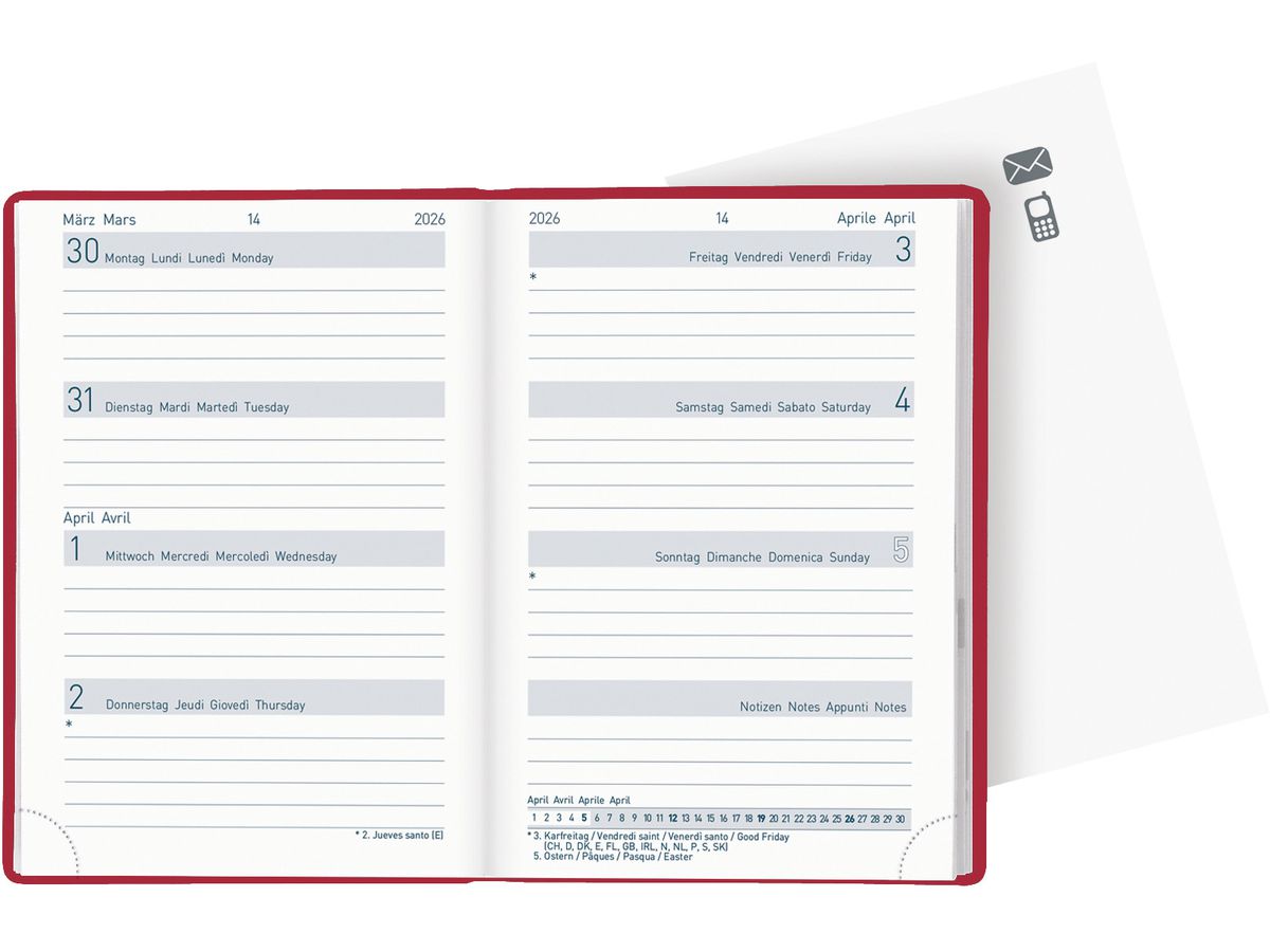 BIELLA TA Mittelformat 2026 822301450026U 1W/2S rot ML 7.6x11cm (7611365524990)